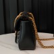 Gucci Marmont Black, Large Size, with Leather Top Handle and Chain Shoulder Strap, Stitched V-Shaped Leather Material