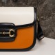 Gucci Horsebit 1955  All Leather Series Burnt Orange, Small Size, Made of Burnt Orange and White Leather