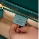 Gucci Horsebit 1955  All Leather Series Sapphire Blue, Small Size, Made of Blue and Green Twill Stitched Leather