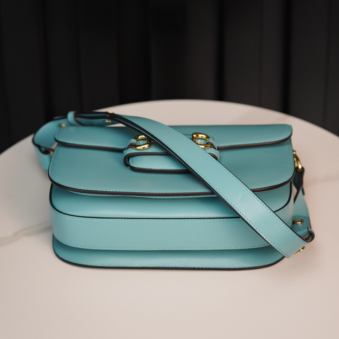 Gucci Horsebit 1955  All Leather Series Tiffany Blue, Small Size