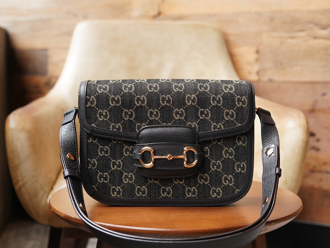 Gucci Horsebit 1955 Series Black Denim Small