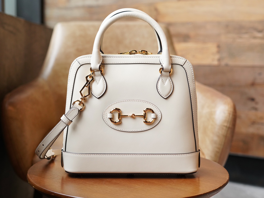 Gucci Horsebit 1955 Series Small Shell Bag, White