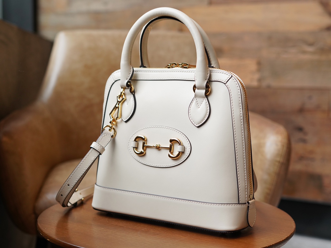 Gucci Horsebit 1955 Series Small Shell Bag, White