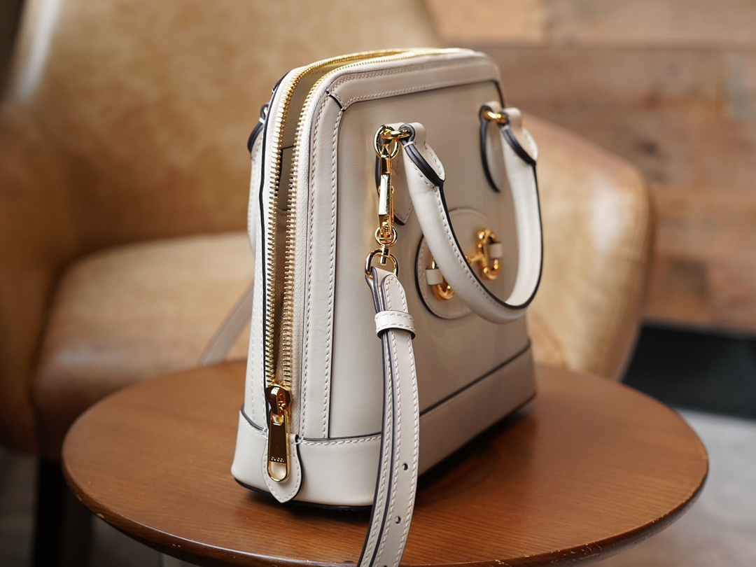 Gucci Horsebit 1955 Series Small Shell Bag, White