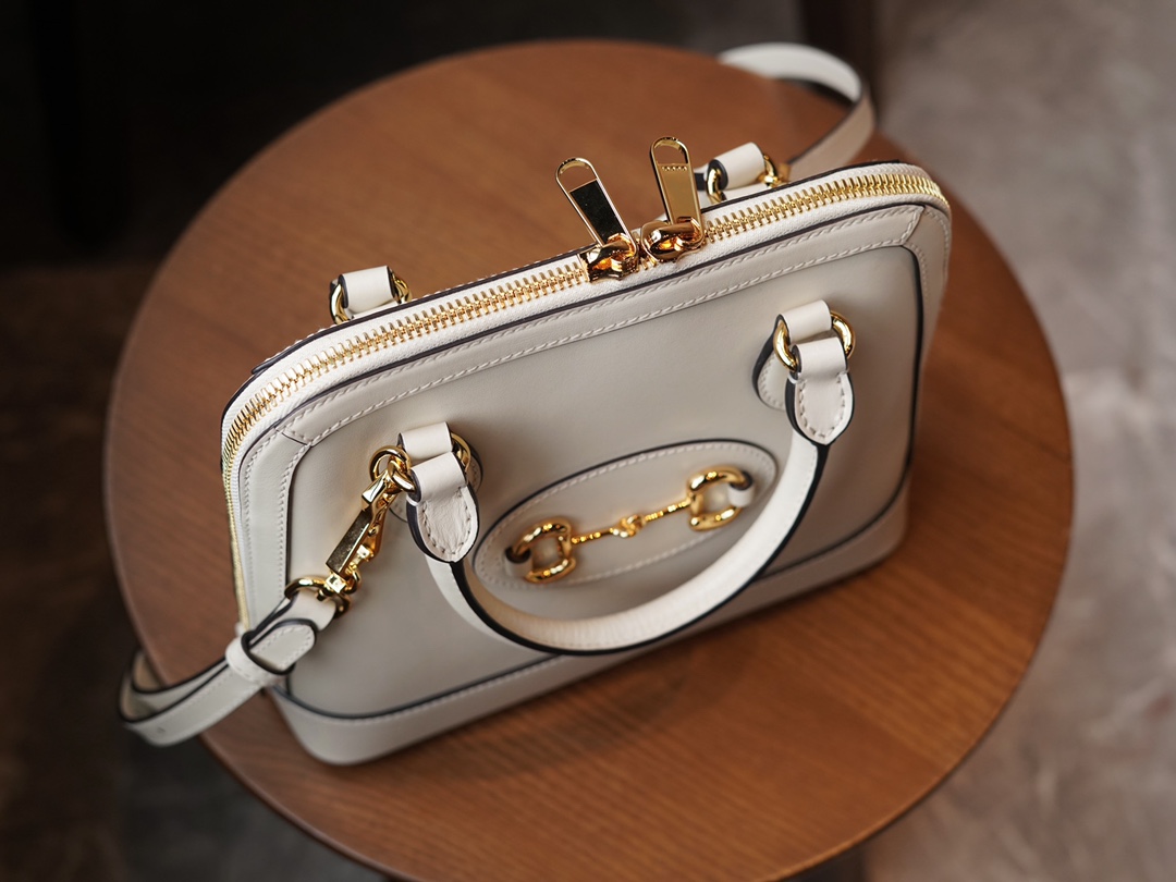 Gucci Horsebit 1955 Series Small Shell Bag, White