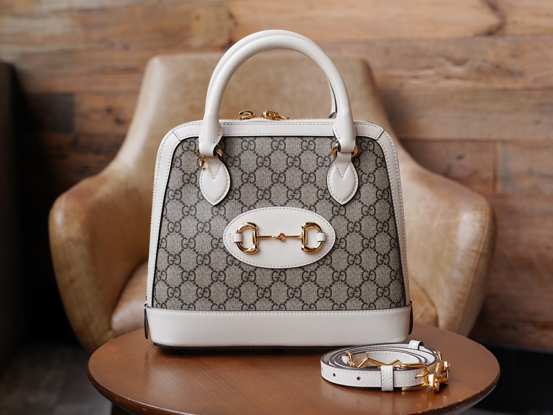 Gucci Horsebit 1955 Series Small Shell Bag, White