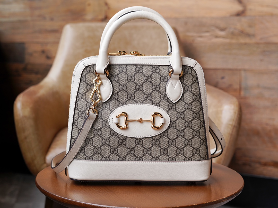 Gucci Horsebit 1955 Series Small Shell Bag, White