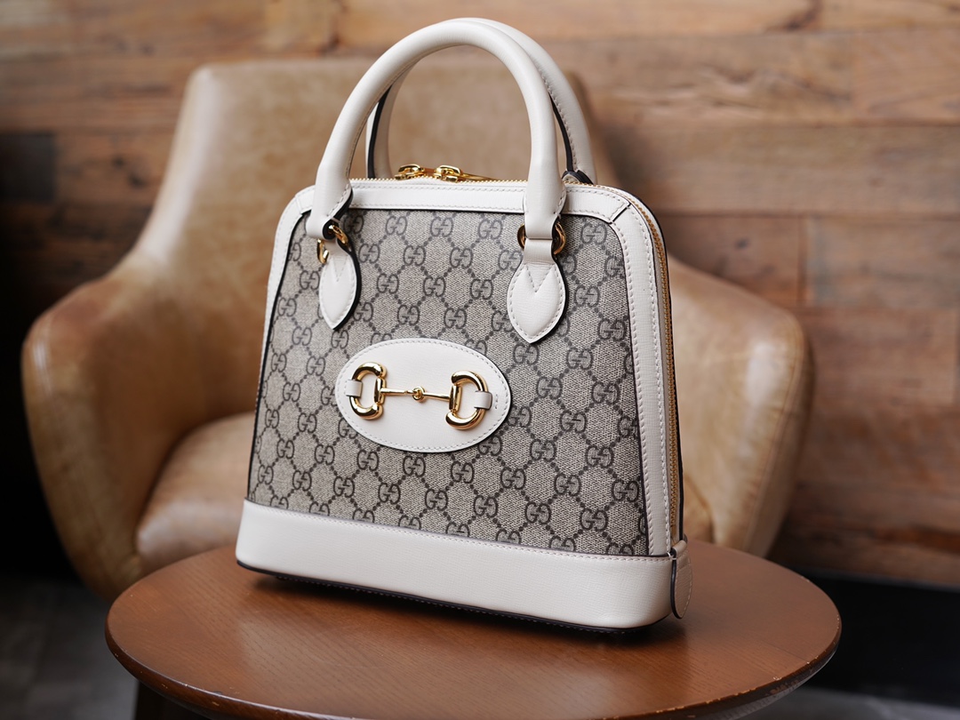 Gucci Horsebit 1955 Series Small Shell Bag, White