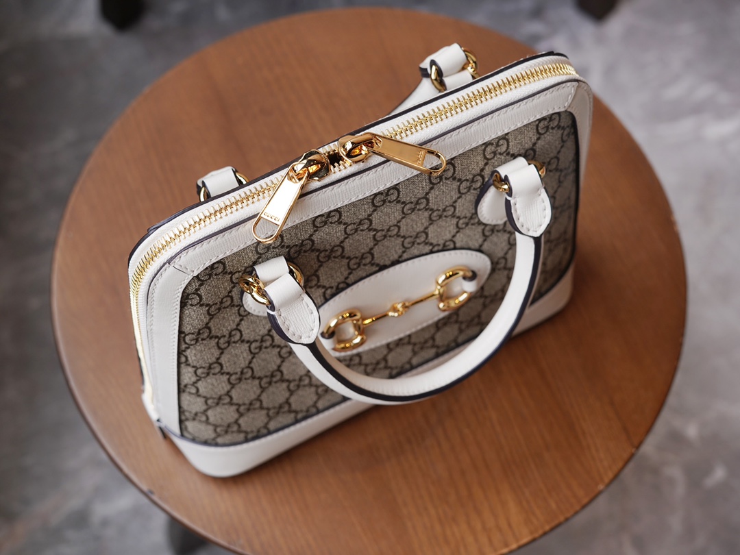 Gucci Horsebit 1955 Series Small Shell Bag, White