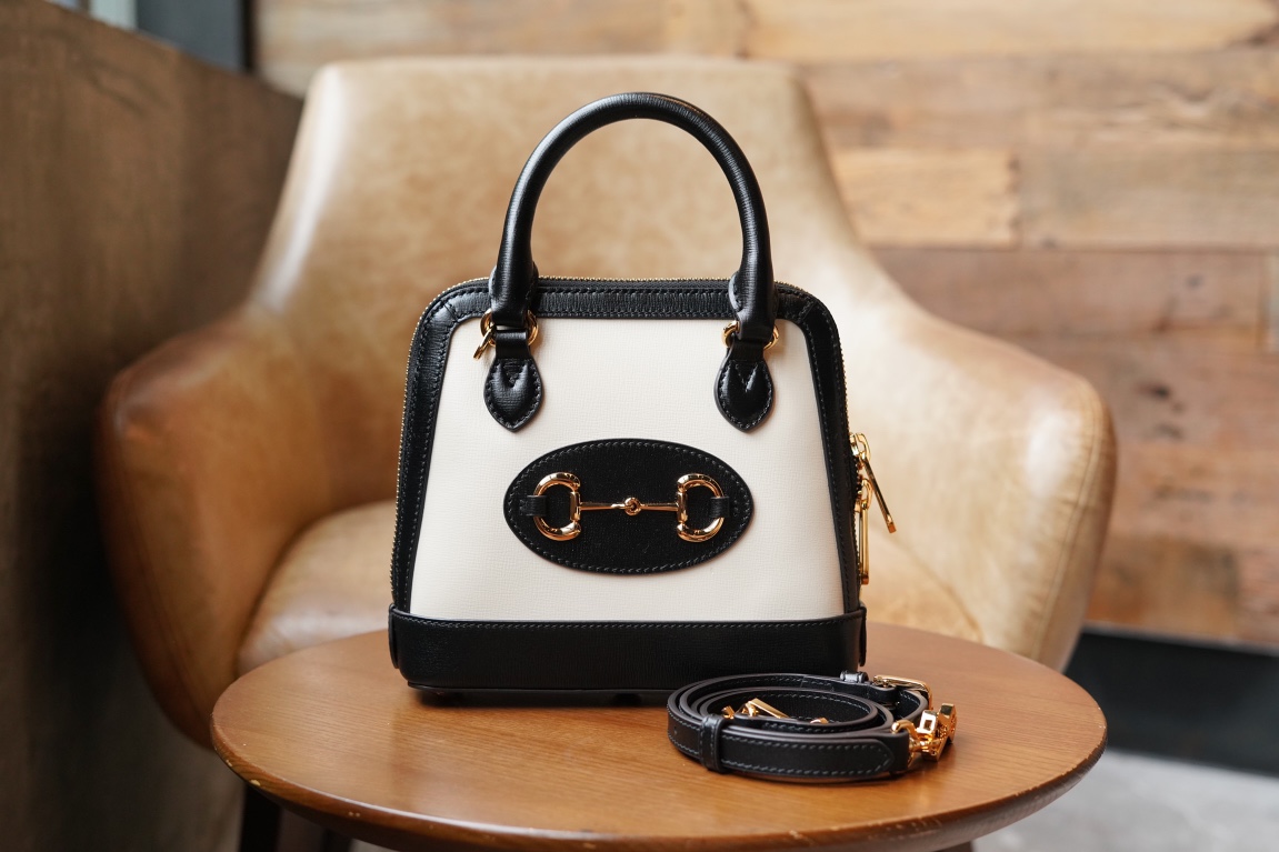 Gucci Horsebit 1955 Series Mini Shell Bag, Panda Color