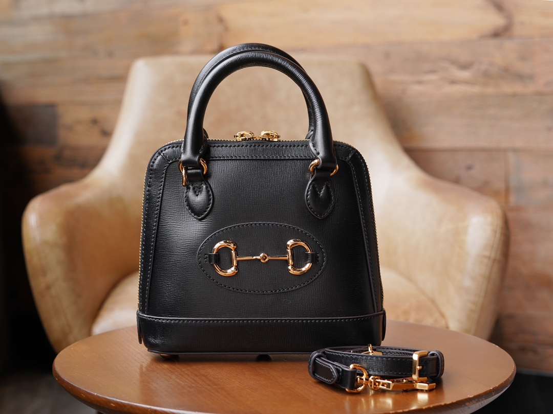 Gucci Horsebit 1955 Series Mini Shell Bag, Black