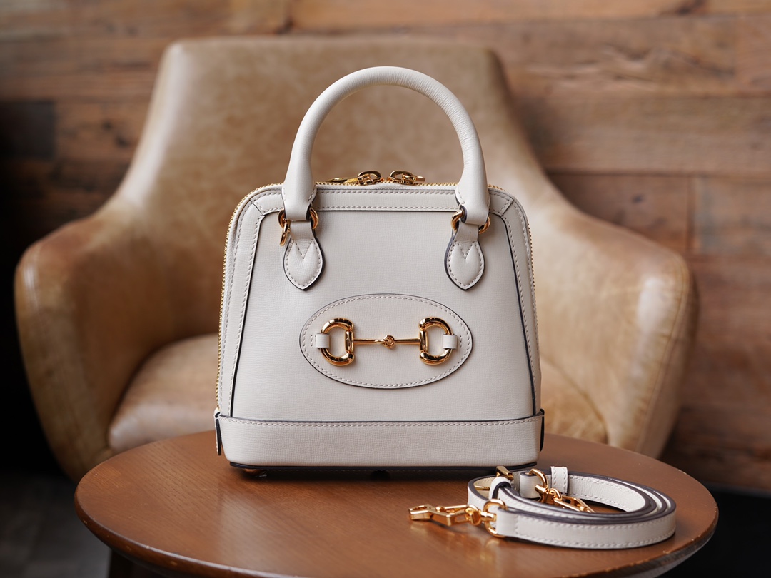 Gucci Horsebit 1955 Series Mini Shell Bag, White