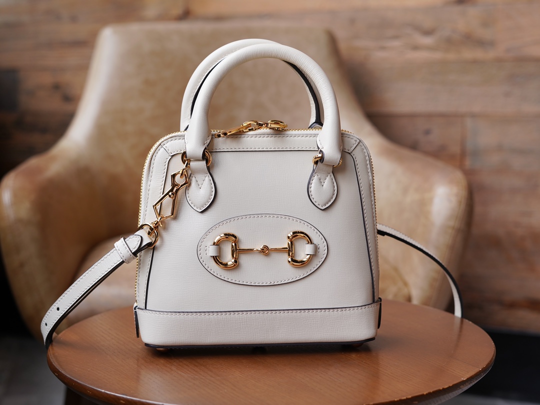 Gucci Horsebit 1955 Series Mini Shell Bag, White