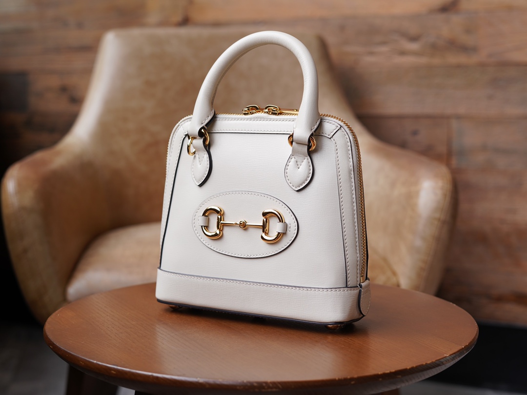 Gucci Horsebit 1955 Series Mini Shell Bag, White