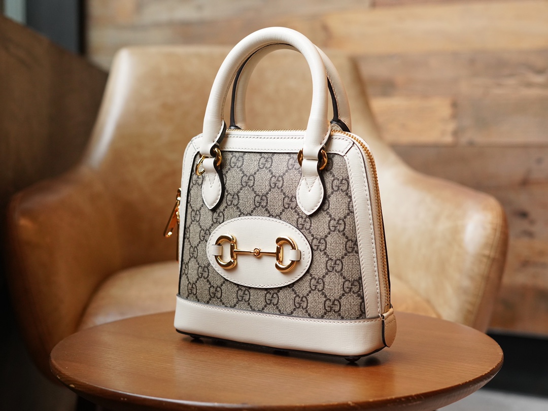 Gucci Horsebit 1955 Series Mini Shell Bag, White