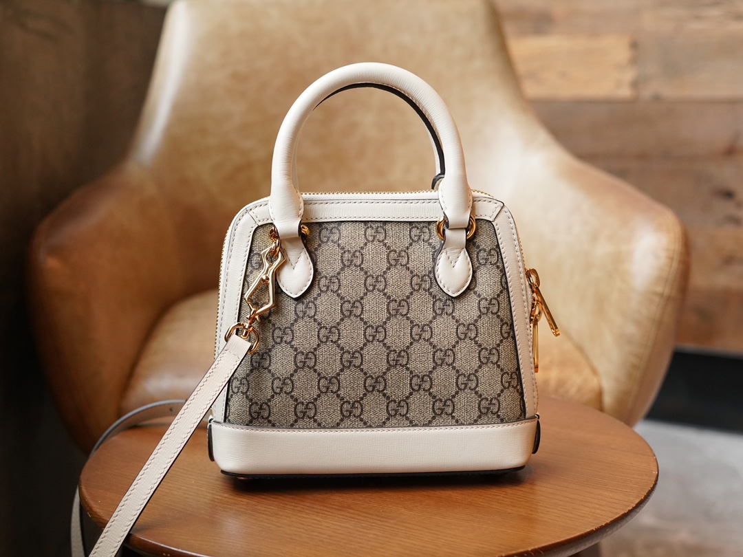 Gucci Horsebit 1955 Series Mini Shell Bag, White