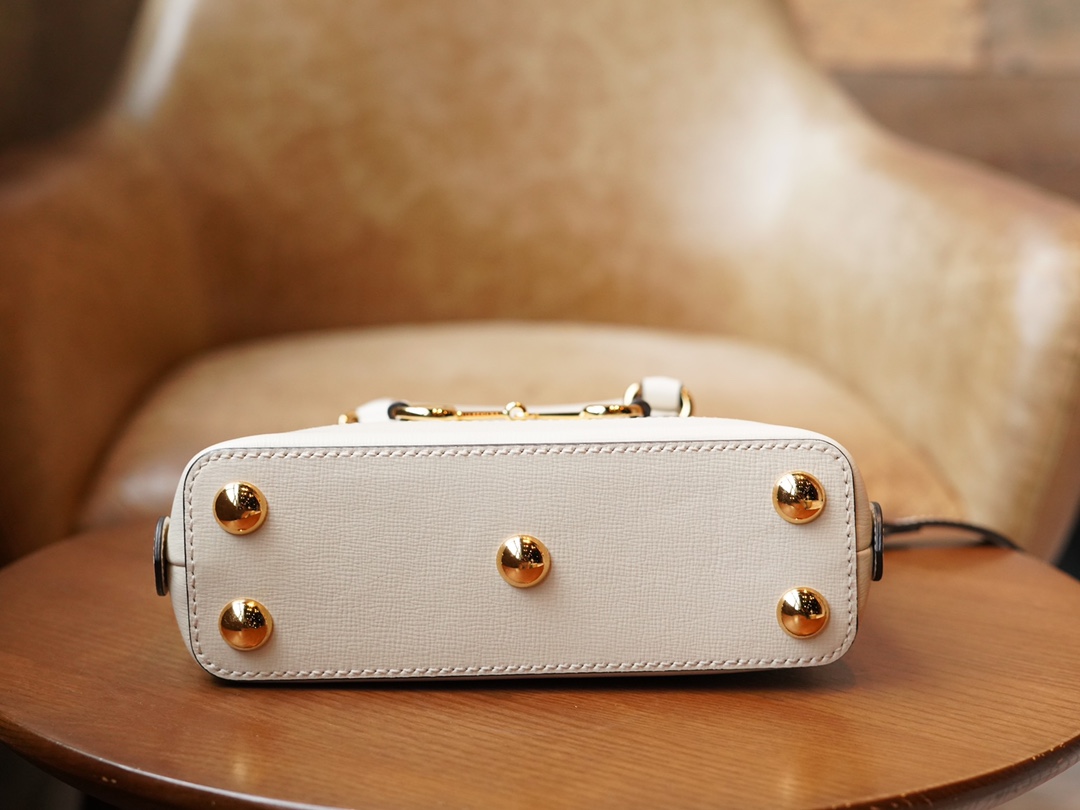 Gucci Horsebit 1955 Series Mini Shell Bag, White