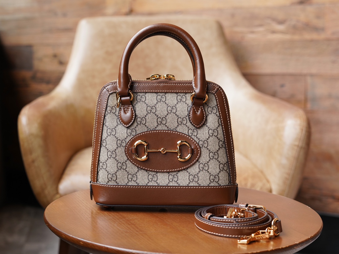 Gucci Horsebit 1955 Series Mini Shell Bag, Brown