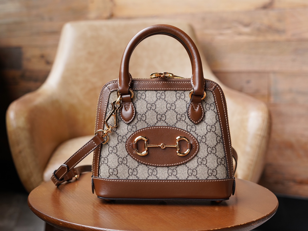 Gucci Horsebit 1955 Series Mini Shell Bag, Brown