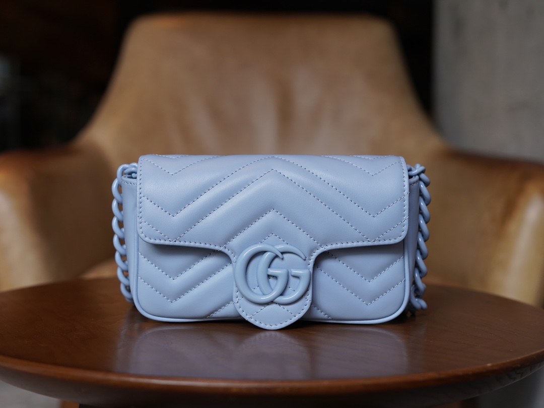 GG Marmont Macaron Super Mini, Light Blue