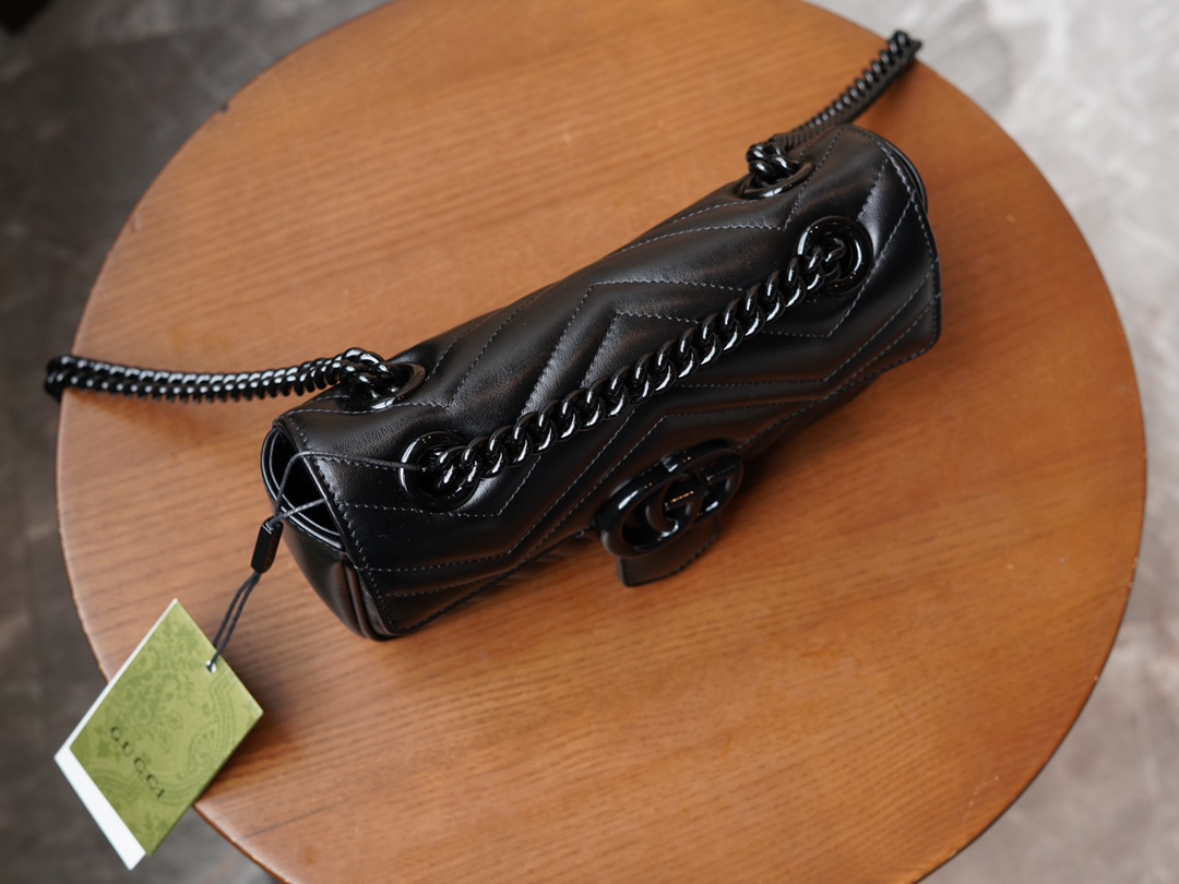 GG Marmont Series Mini Handbag, Black Gun Color