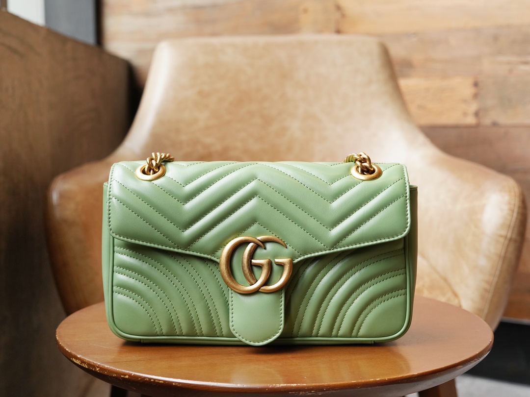 This GG Marmont Series Small Chain Bag in Avocado Green