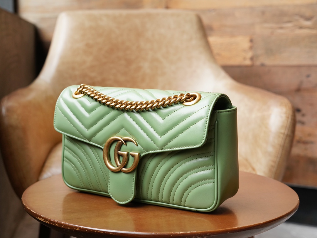 This GG Marmont Series Small Chain Bag in Avocado Green