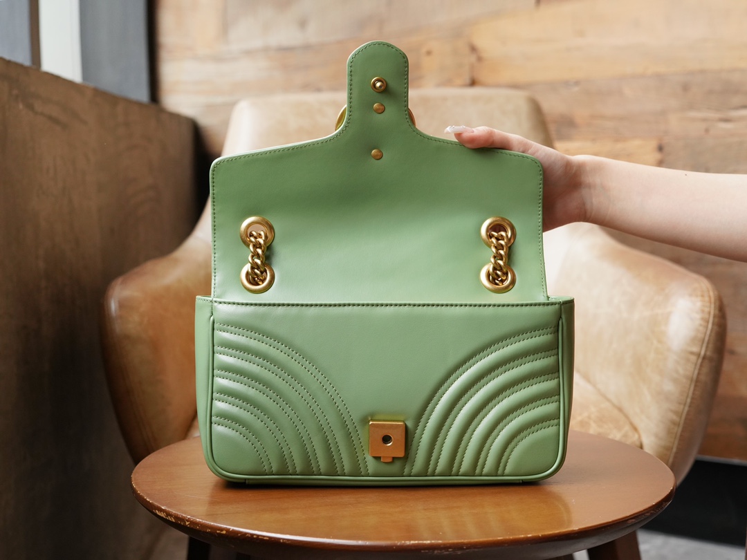 This GG Marmont Series Small Chain Bag in Avocado Green