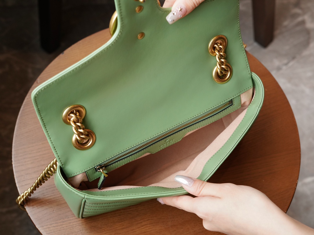 This GG Marmont Series Small Chain Bag in Avocado Green