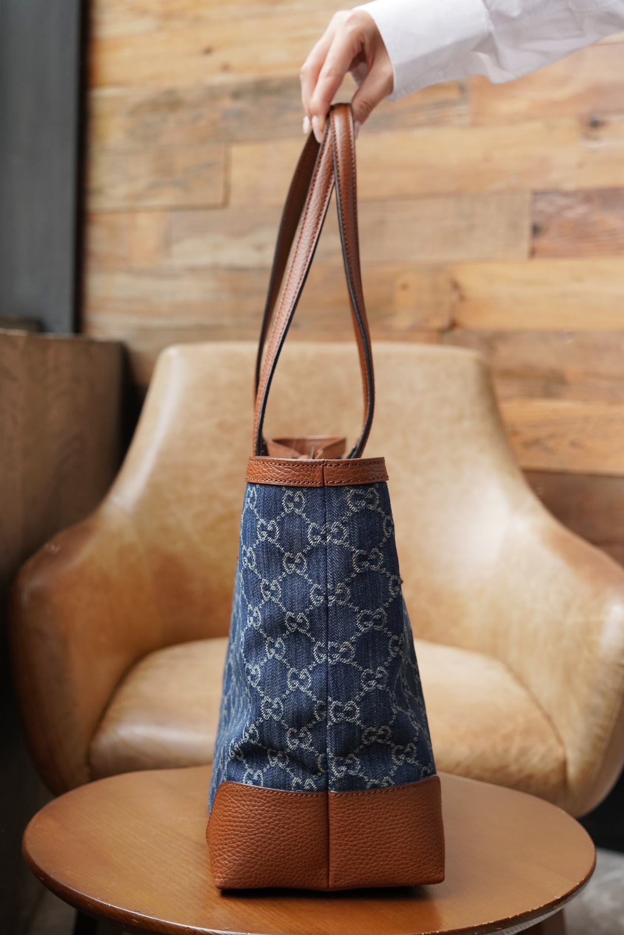 GG Denim Series Ophidia Medium Tote Bag