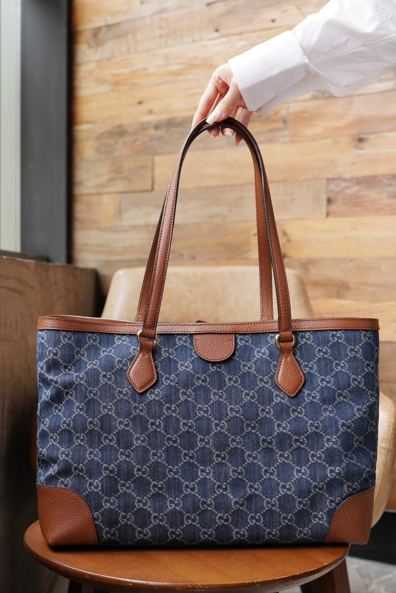 GG Denim Series Ophidia Medium Tote Bag