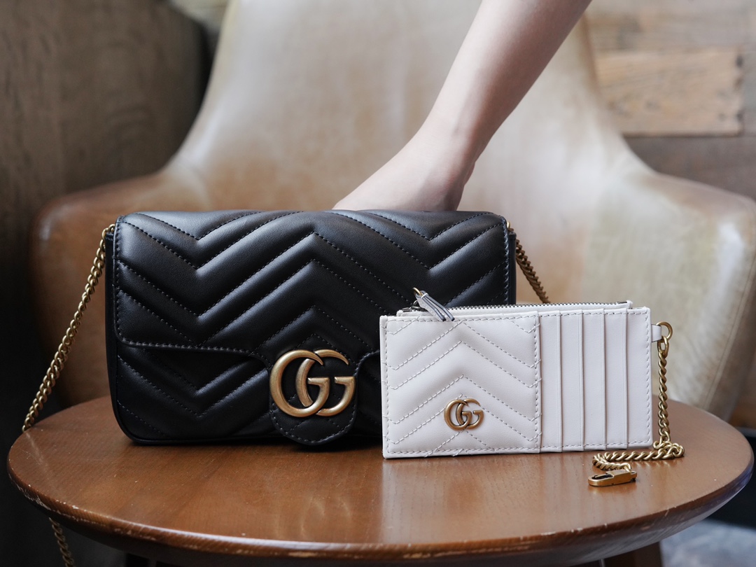 GG Marmont Mini Handbag (with Card Case), Black