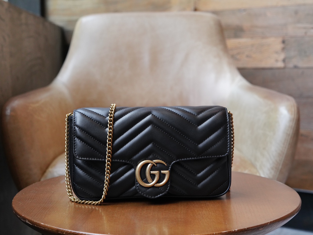 GG Marmont Mini Handbag (with Card Case), Black