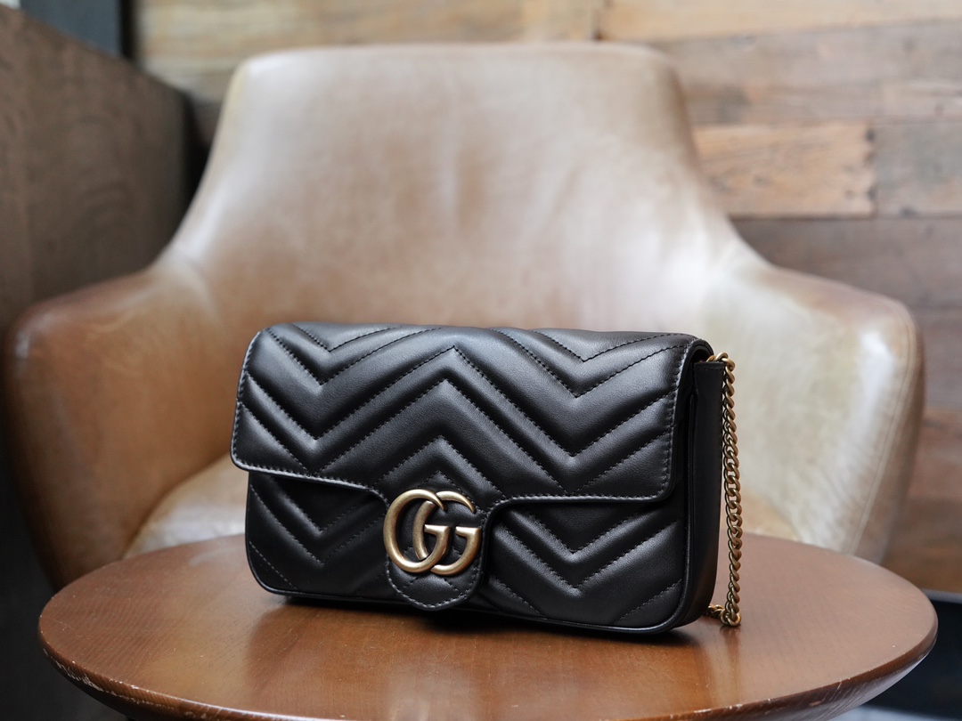 GG Marmont Mini Handbag (with Card Case), Black