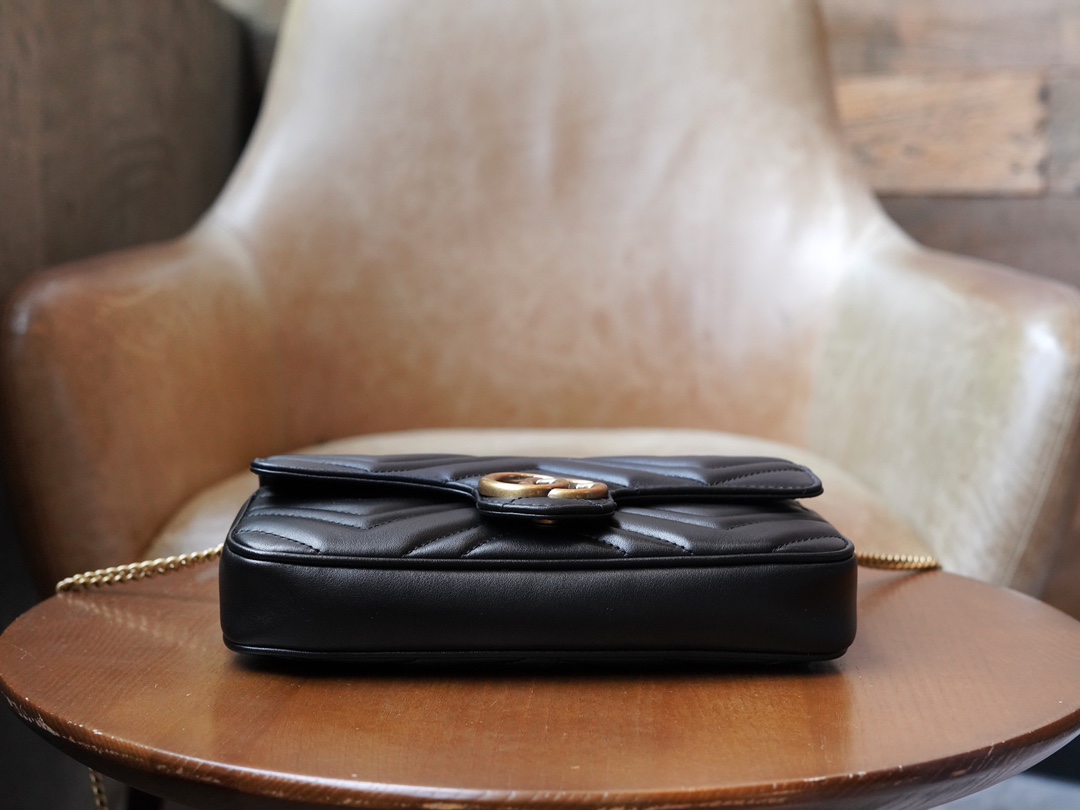 GG Marmont Mini Handbag (with Card Case), Black