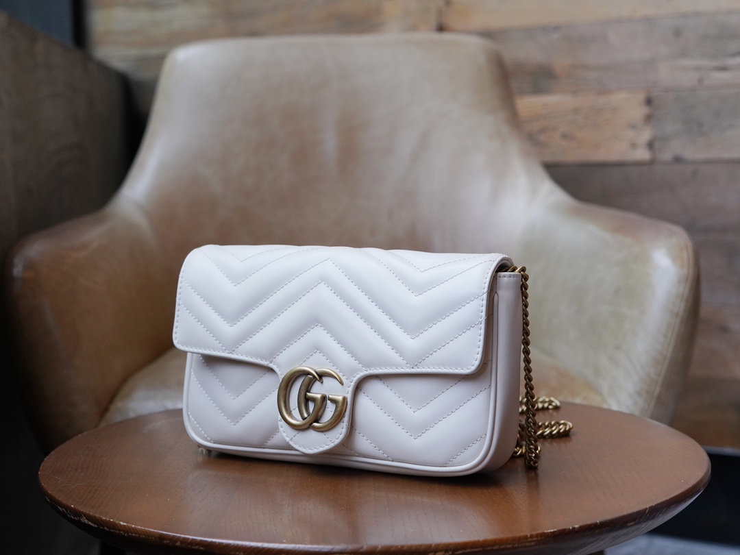 GG Marmont Mini Handbag (with Card Case), White