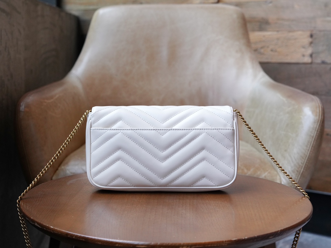 GG Marmont Mini Handbag (with Card Case), White