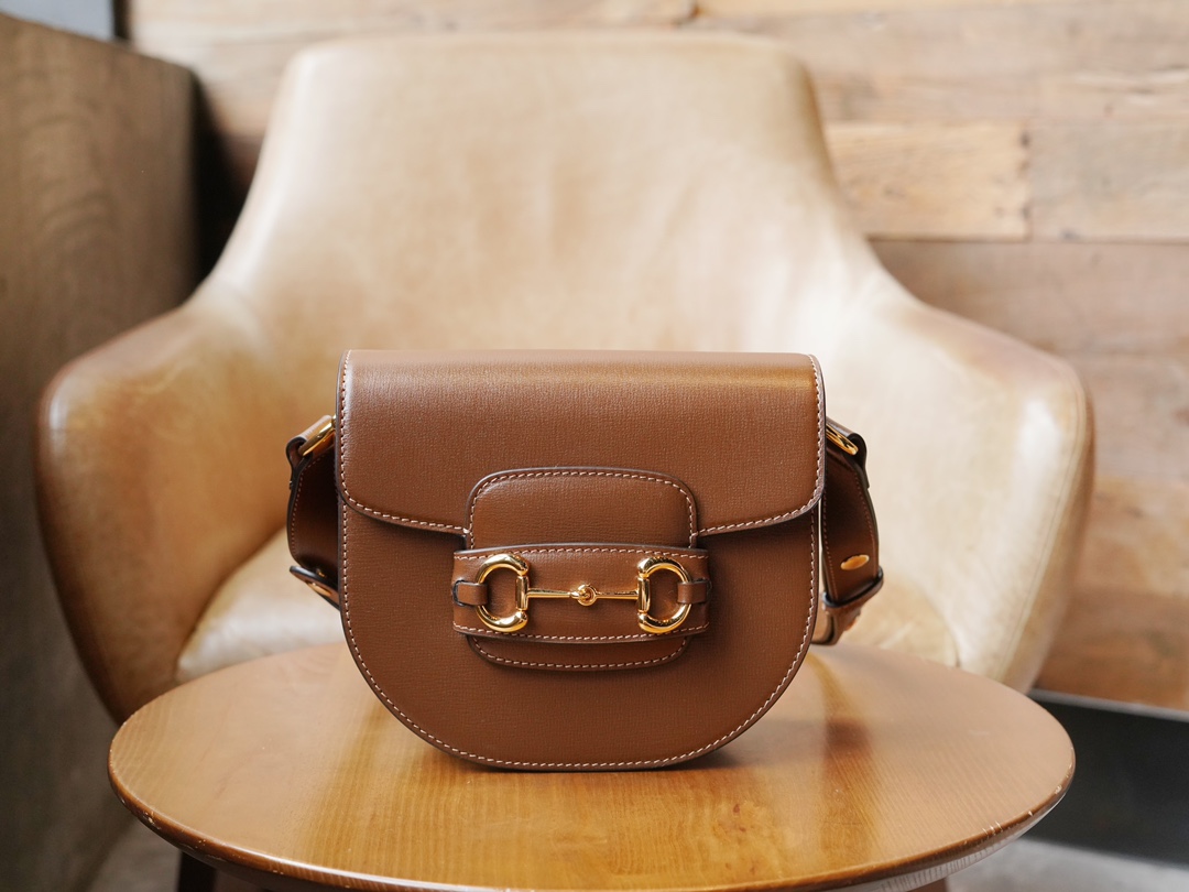 Horsebit 1955 Series Mini Half-Moon Handbag, Caramel