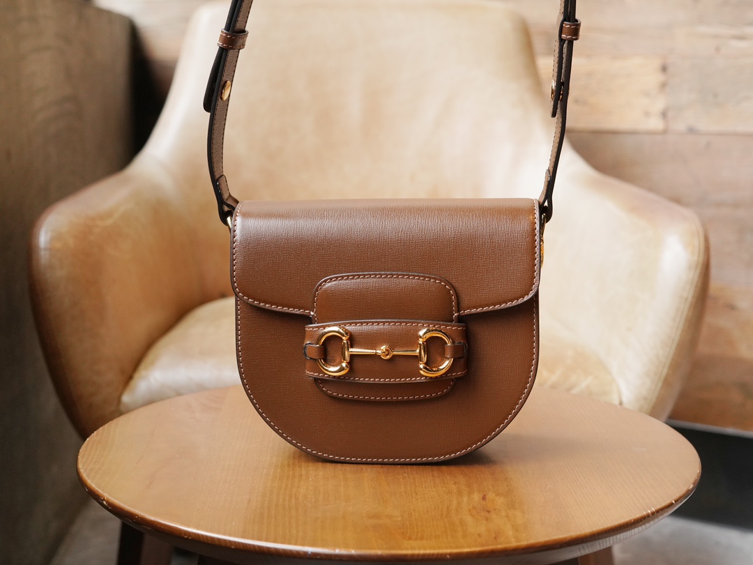 Horsebit 1955 Series Mini Half-Moon Handbag, Caramel