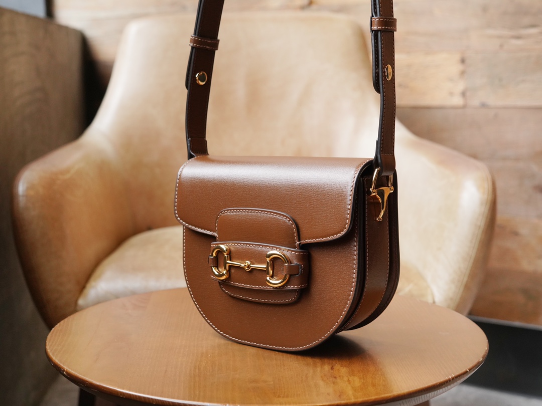 Horsebit 1955 Series Mini Half-Moon Handbag, Caramel