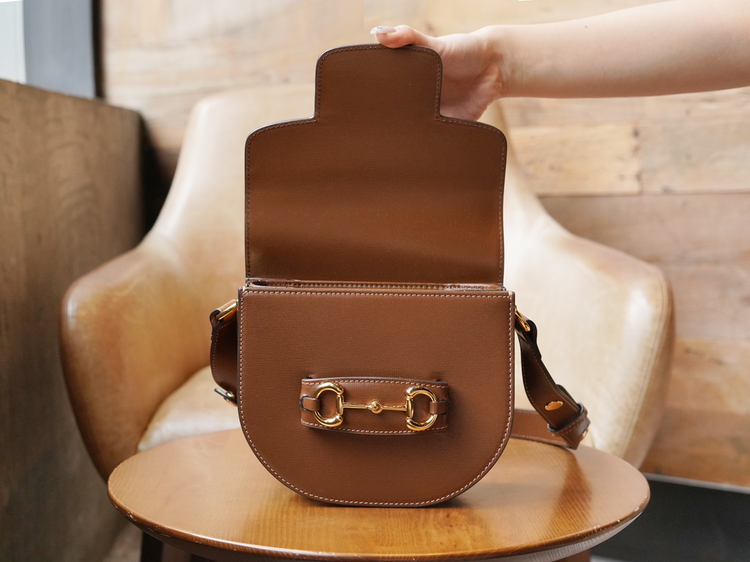 Horsebit 1955 Series Mini Half-Moon Handbag, Caramel