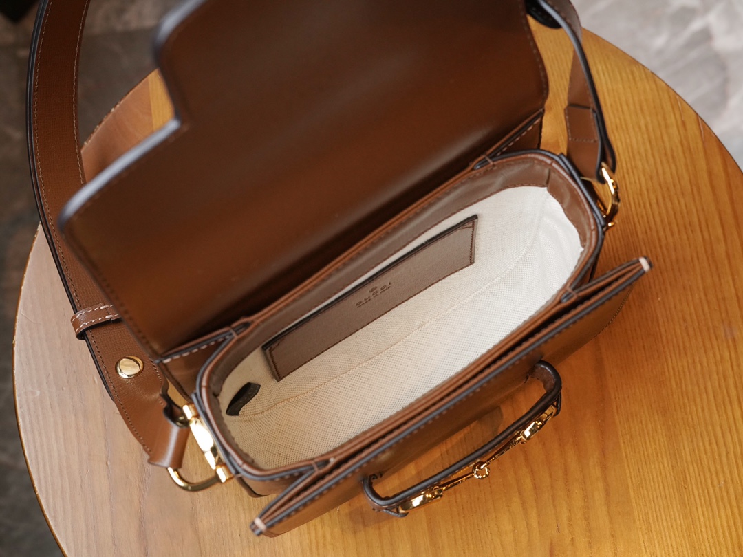 Horsebit 1955 Series Mini Half-Moon Handbag, Caramel