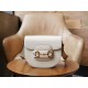 Horsebit 1955 Series Mini Half-Moon Handbag, White