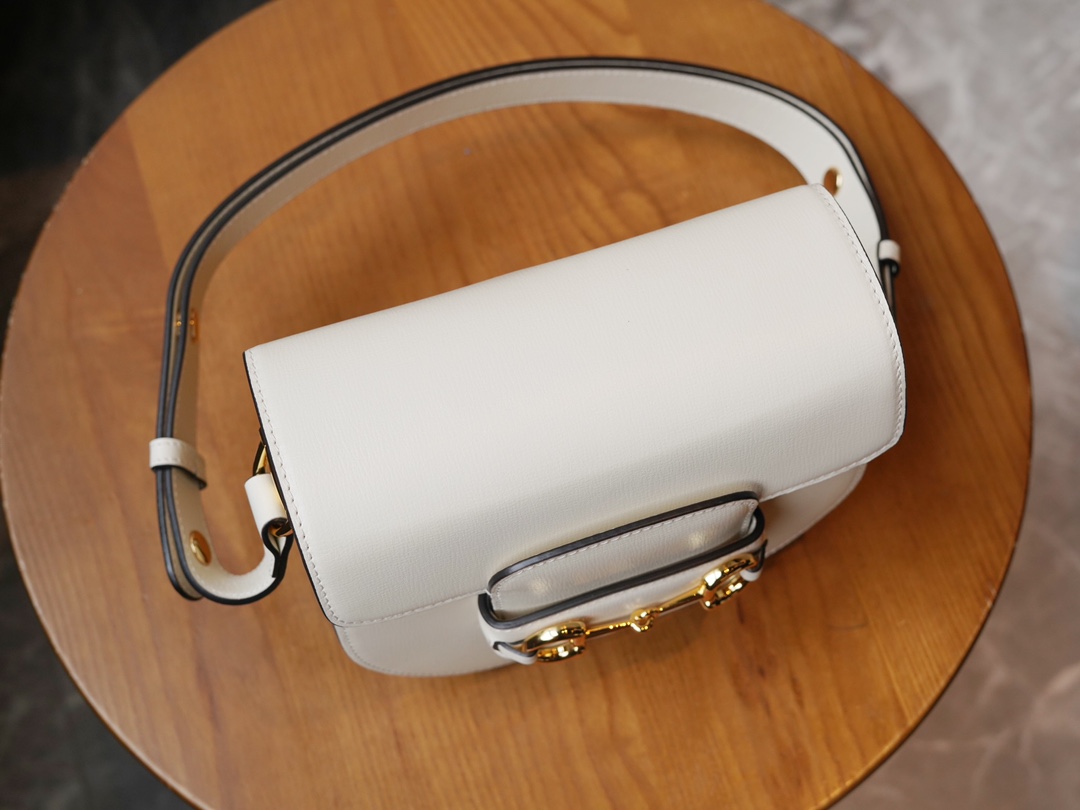 Horsebit 1955 Series Mini Half-Moon Handbag, White