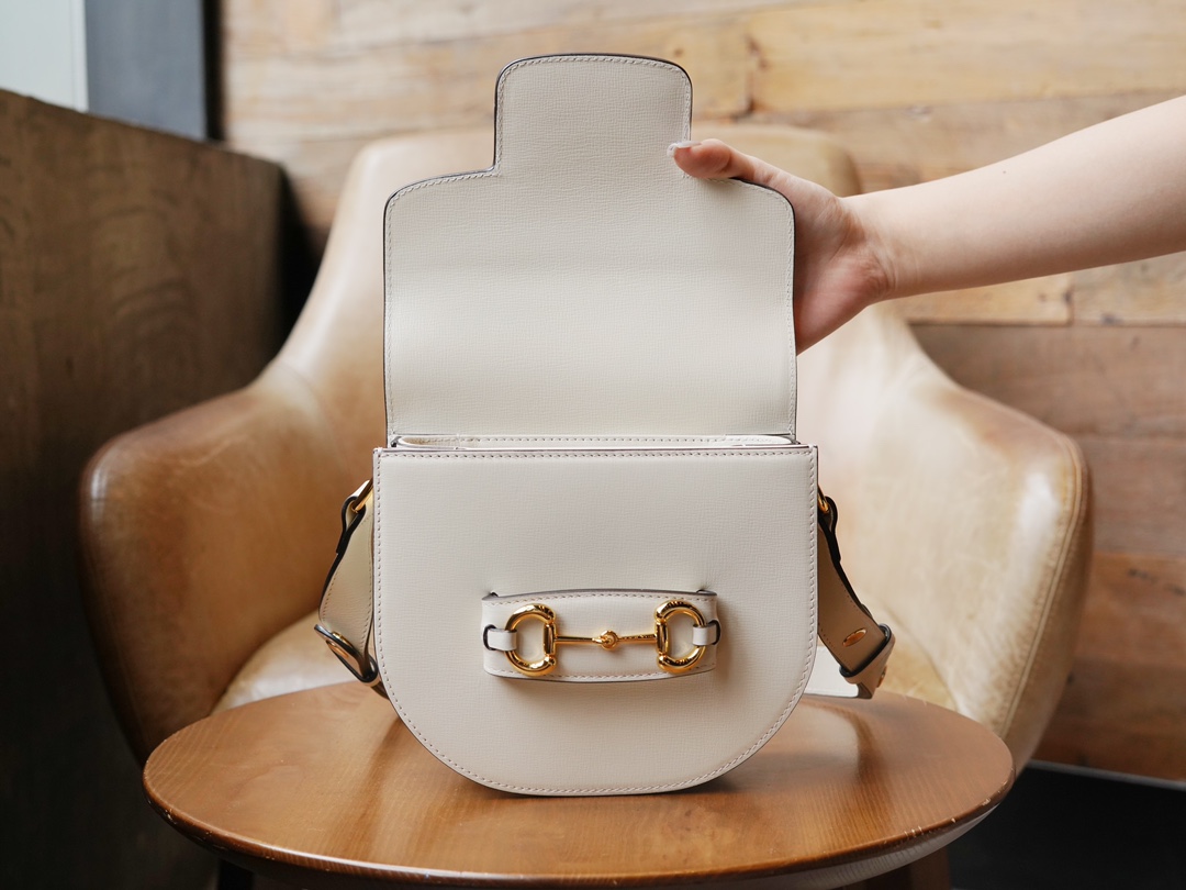 Horsebit 1955 Series Mini Half-Moon Handbag, White