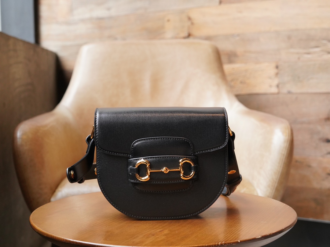 Horsebit 1955 Series Mini Half-Moon Handbag, Black