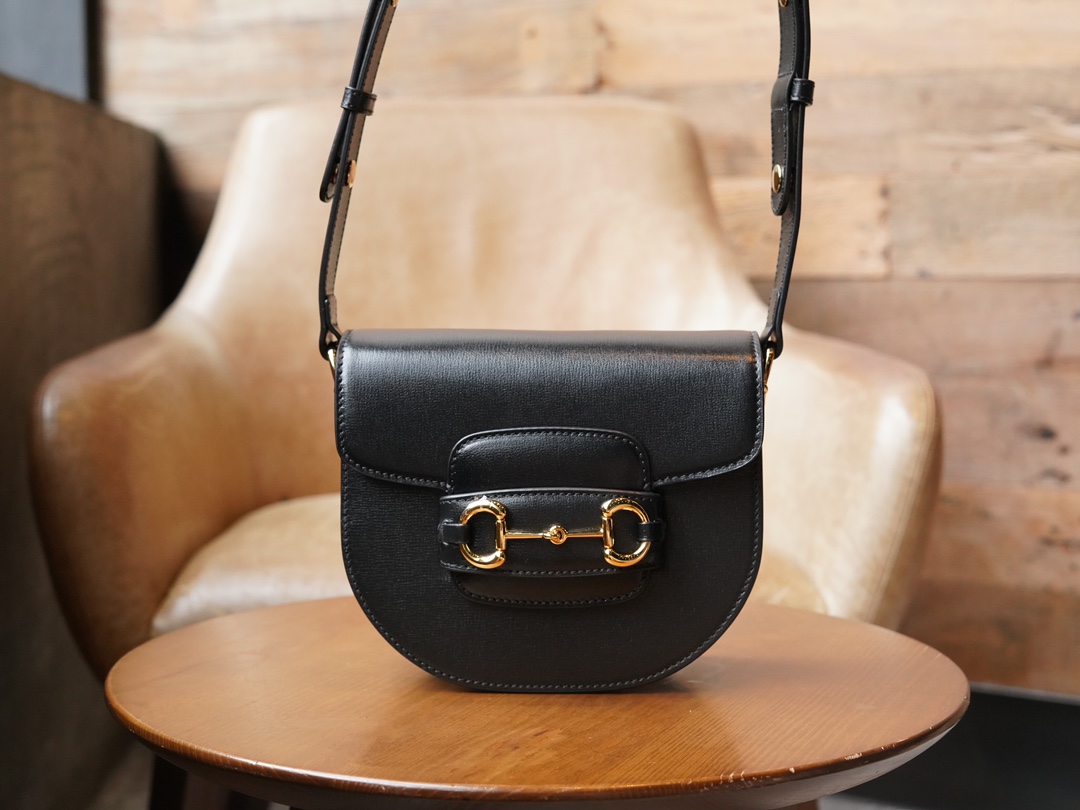 Horsebit 1955 Series Mini Half-Moon Handbag, Black