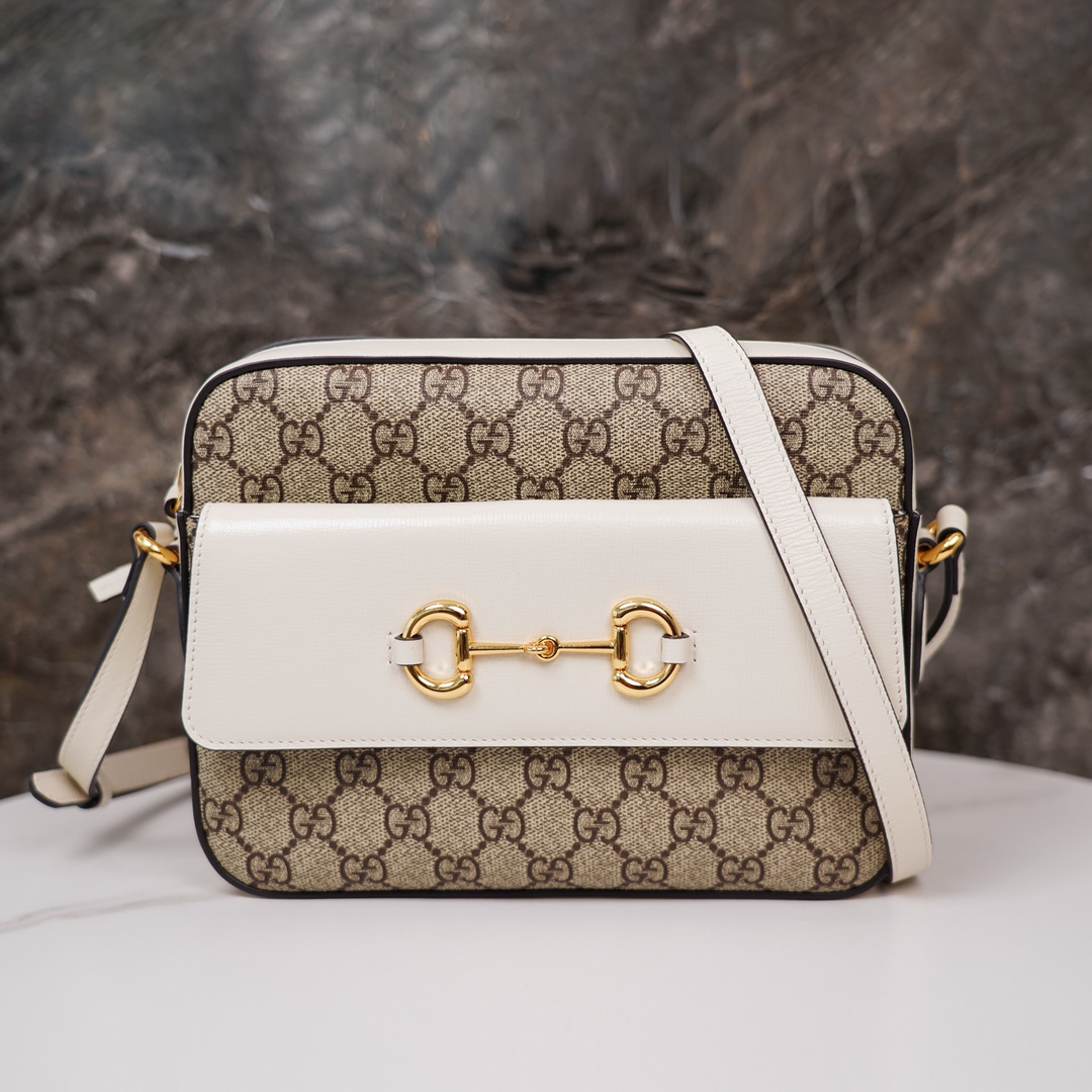 Gucci Horsebit 1955 Series Camera Bag - White