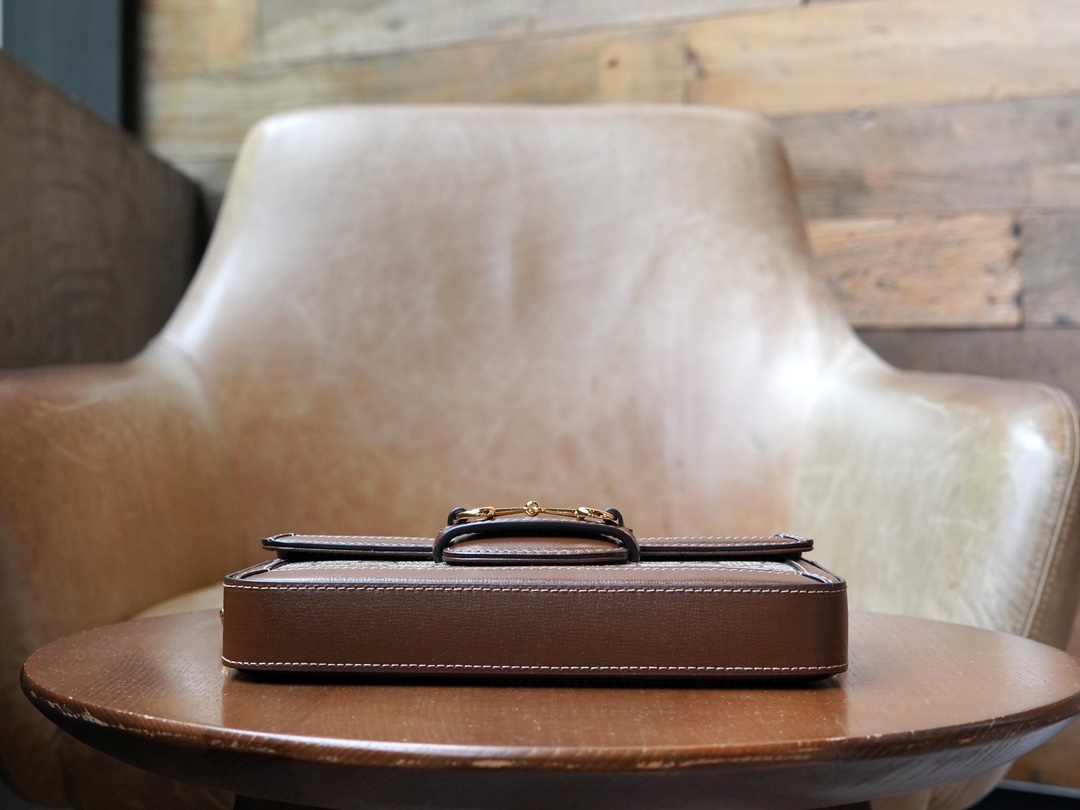 Horsebit 1955 Series Horizontal Mini Handbag - Brown