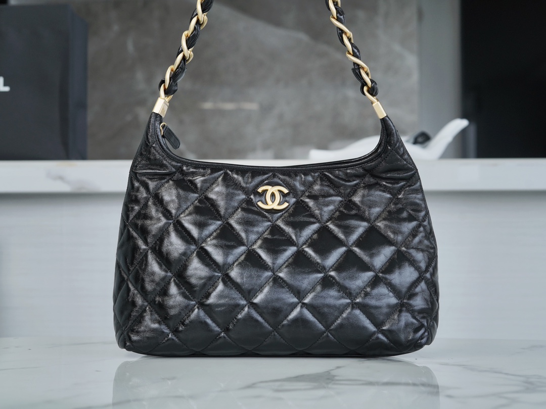 Chanel 24A Hobo Large Leather Soft Oiled Lambskin  